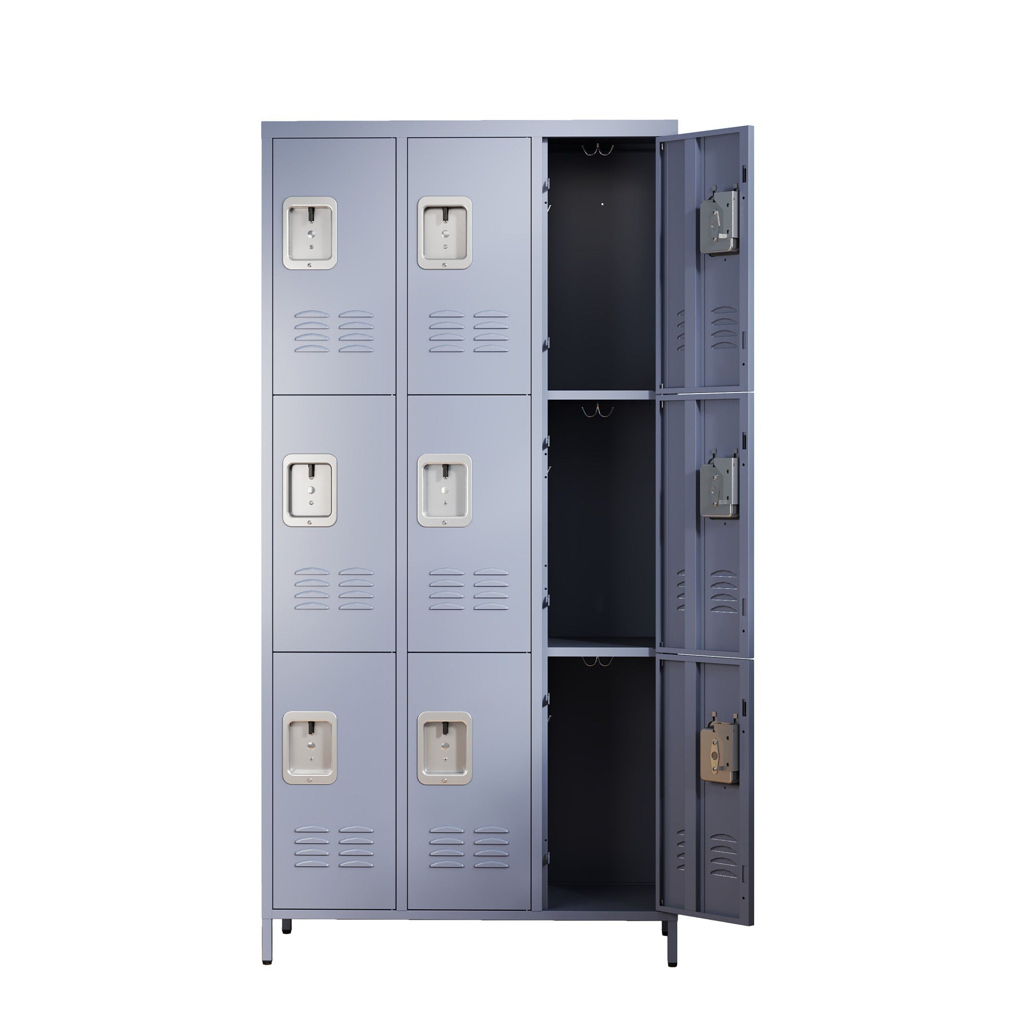 9 Door Lockers With Lock For Storage In Office, School, Gym, And Bedroom - Gray