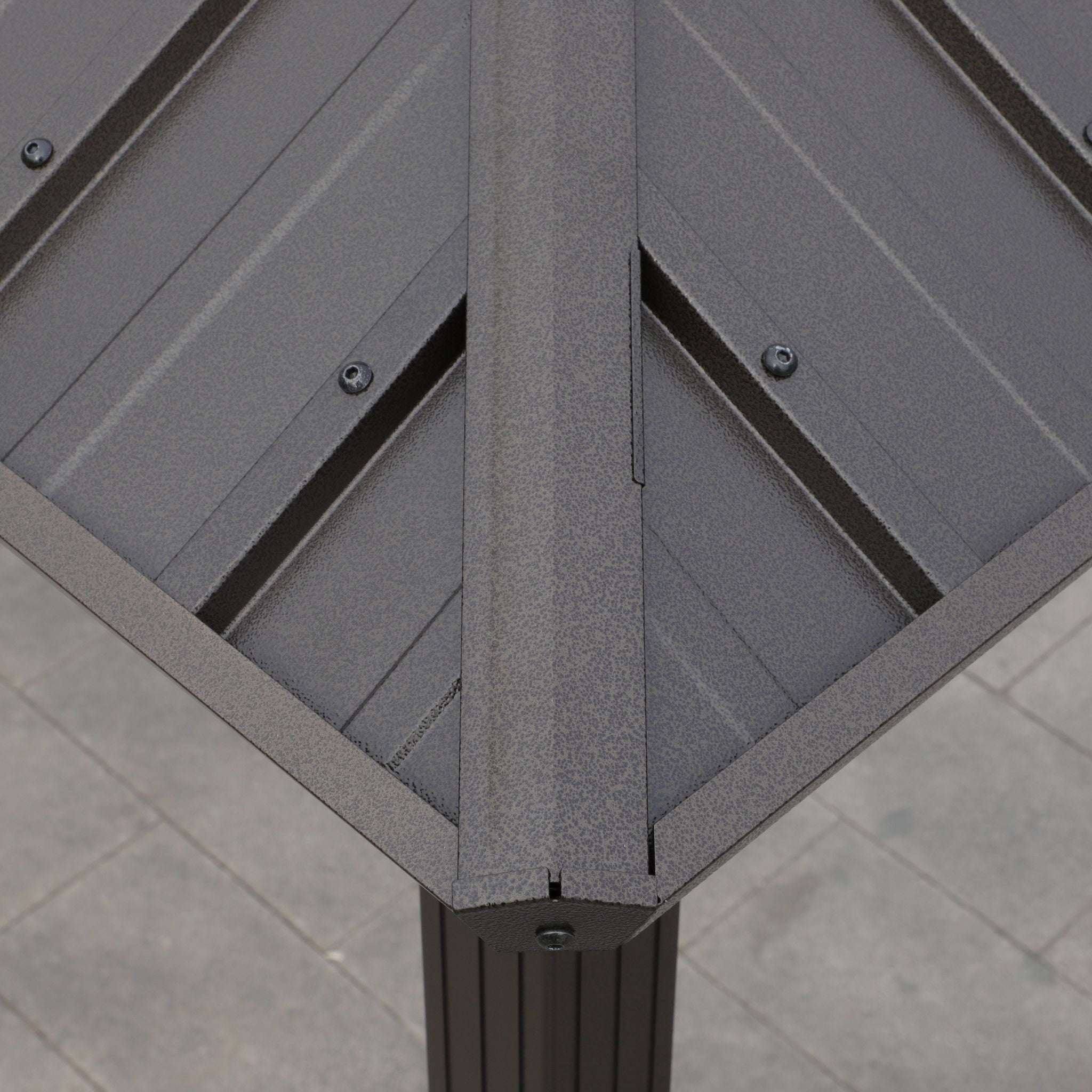 Grill Hardtop Gazebo Outdoor Metal Hard Top Gazebo, Permanent Bbq Gazebo With Galvanized Steel, Aluminum Framed Pavilion With Shelves - Dark Brown