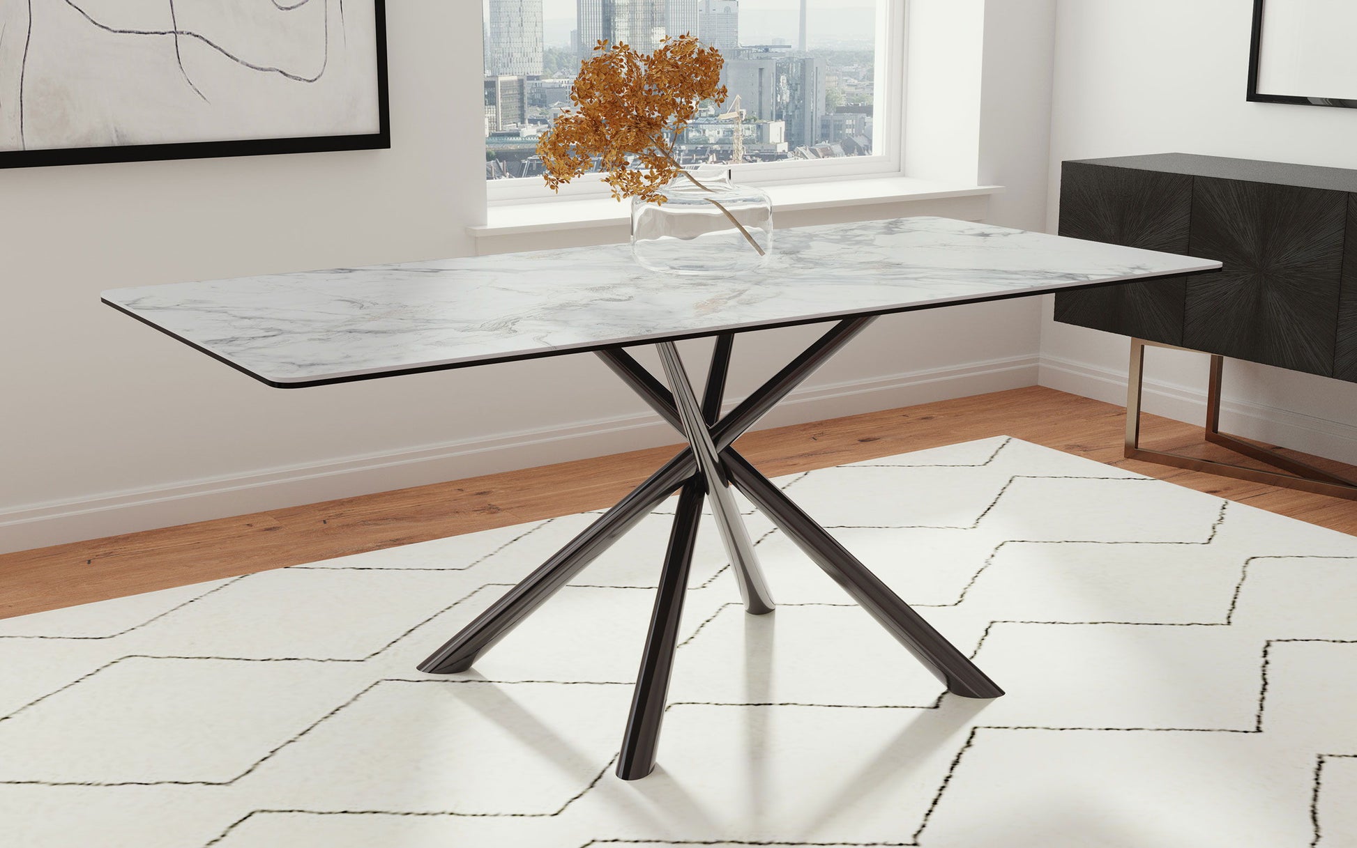 Coaster Fine Furniture Carvell - Rectangular Sintered Stone Dining Table - Mirage White | Meri Furniture