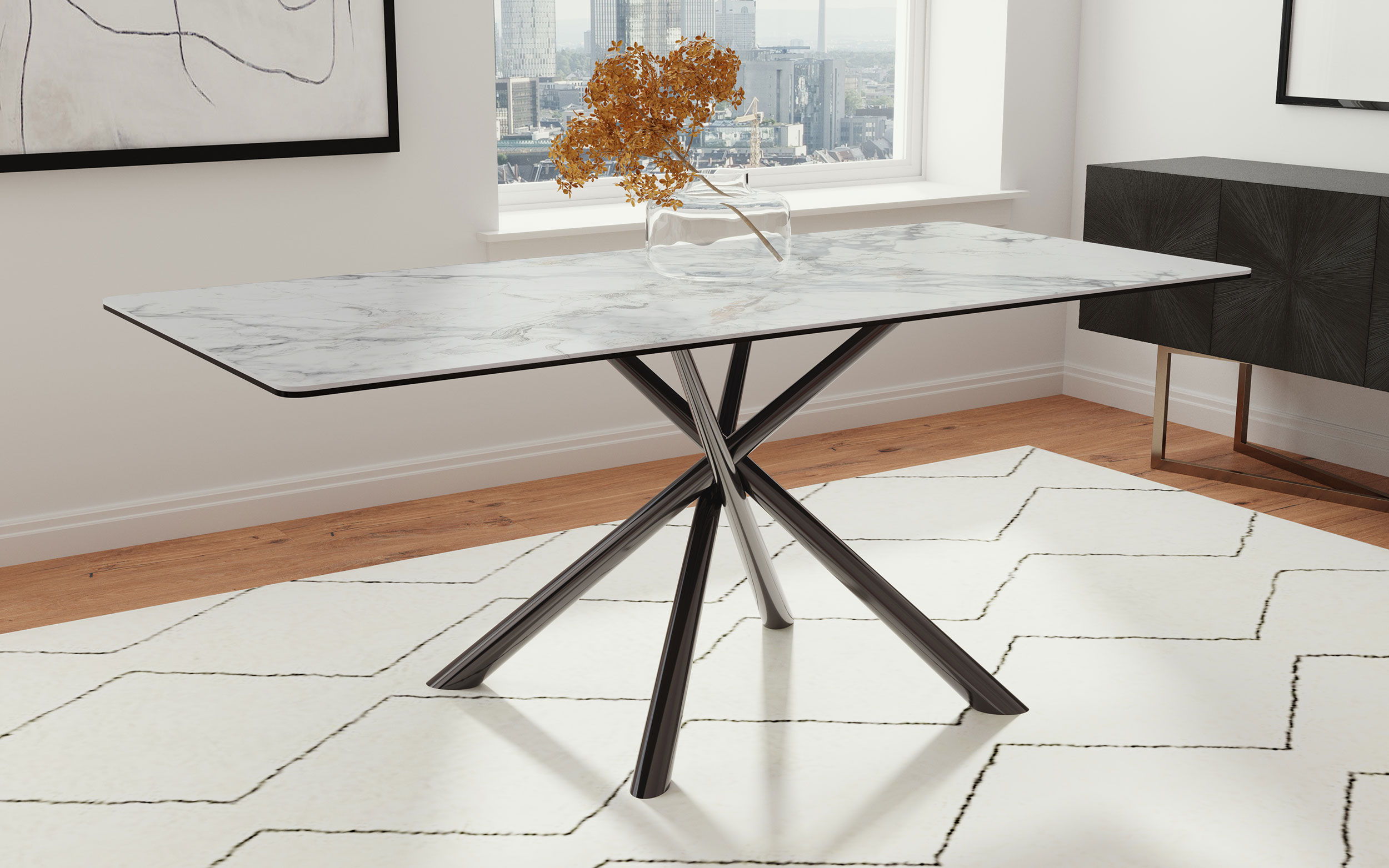Coaster Fine Furniture Carvell - Rectangular Sintered Stone Dining Table - Mirage White | Meri Furniture