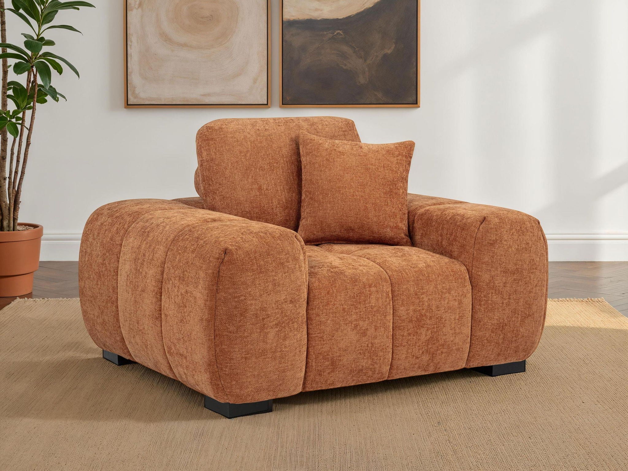 Octavia Upholstered Track Arm Accent Chair Orange