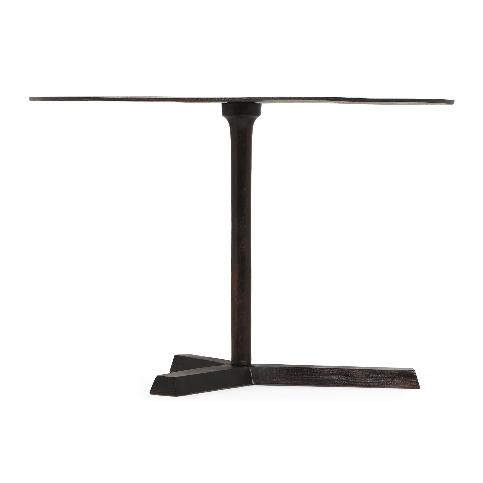 Industrial Style Elliptical Side Table With Aluminum Frame - Bronze