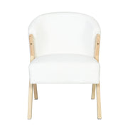 Modern Accent Chair With Polyester Upholstery And Minimalist Lounge Chair For Living Room, Bedroom, Or Office - White