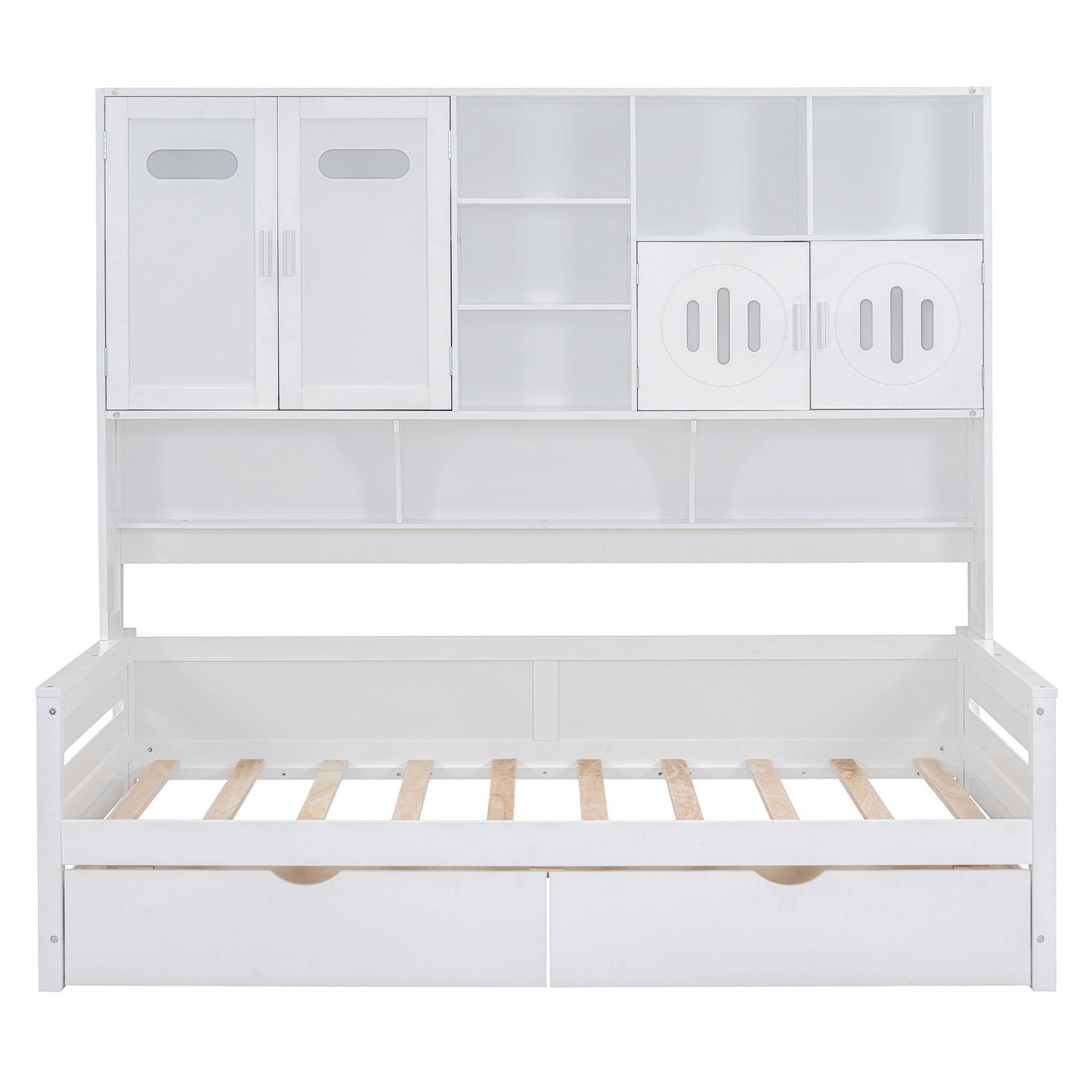 Daybed With All-In-One Cabinet And Shelf