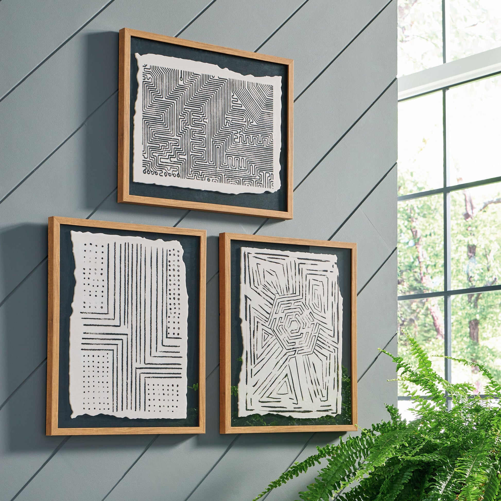 Signature Design by Ashley® Wonderstow - Black / Beige - Wall Art Set (Set of 3) | Meri Furniture