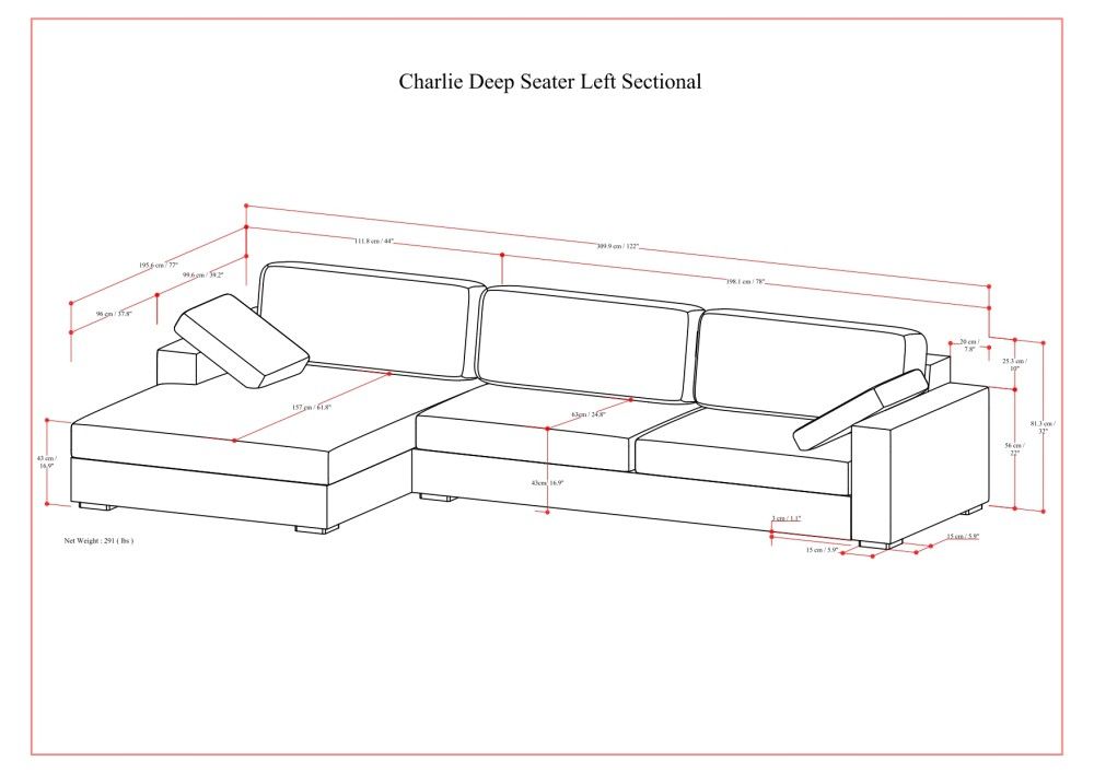 Charlie - Upholstered Deep Seater Sectional Sofa