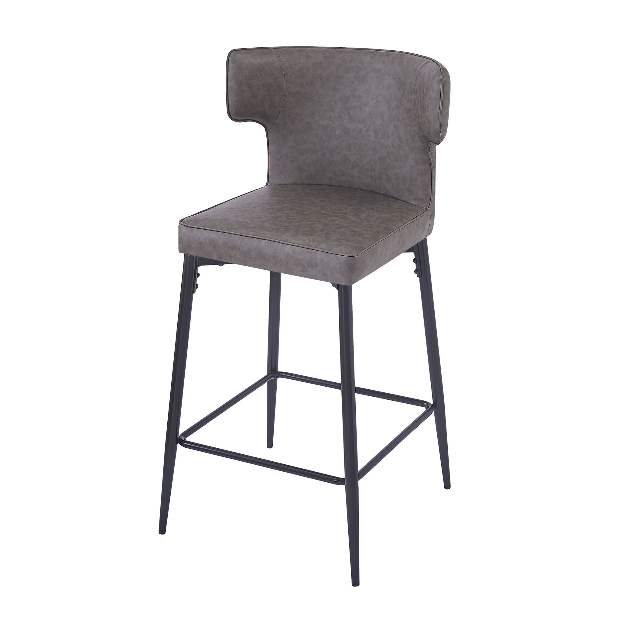 Modern Bar Stools With Upholstery And Metal Footrest (Set of 2)