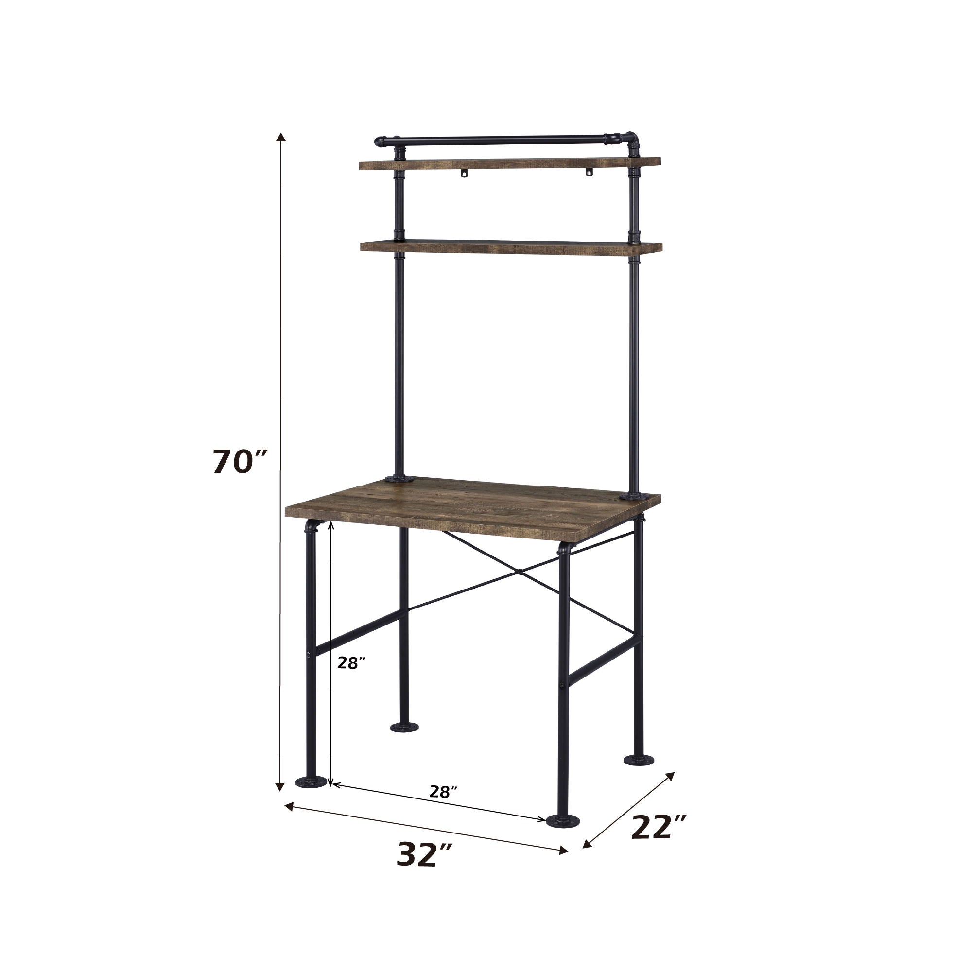 Ensata - Writing Desk - Rustic Oak & Black