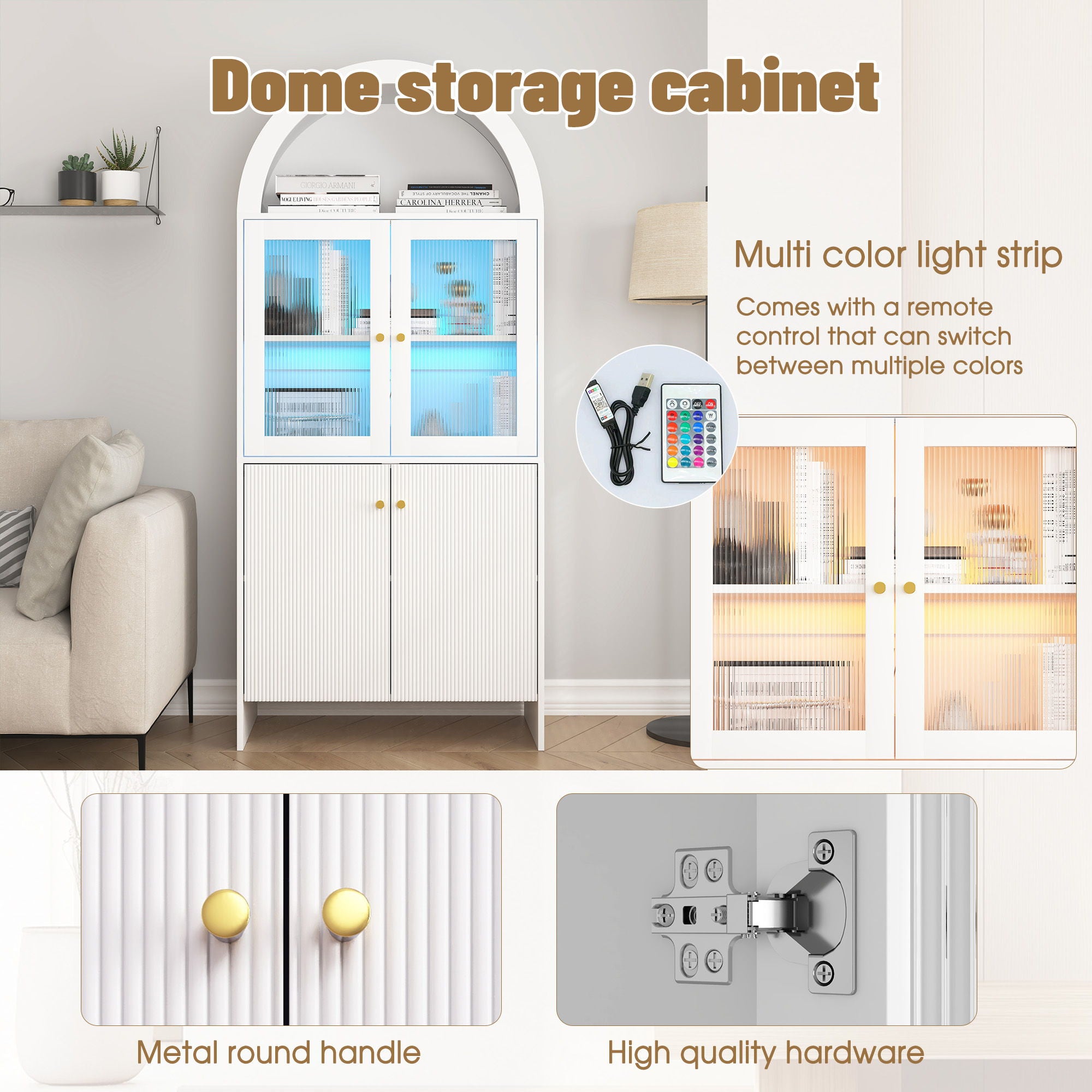 Modern Tech Inspired Dome Cabinet With LED Lighting