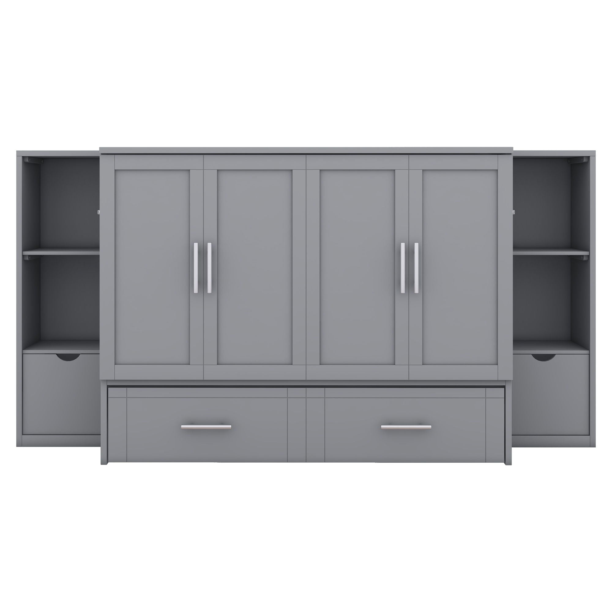 Murphy Bed With Shelves, Drawers And USB Ports