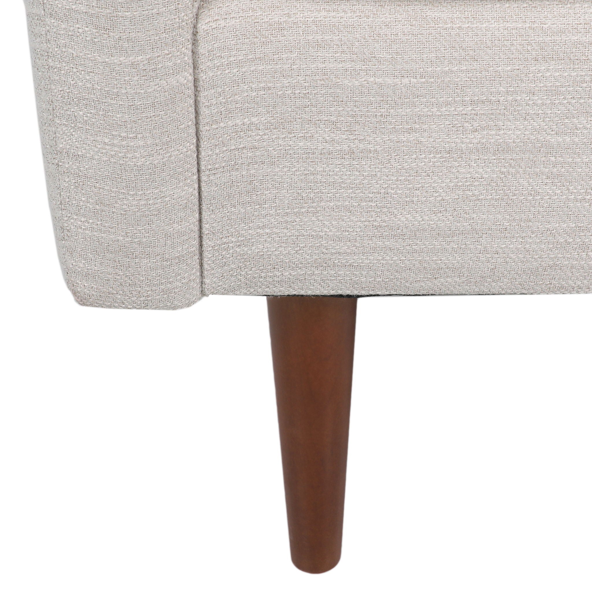 Contemporary Fabric Club Chair With Birch Wood Legs - Beige