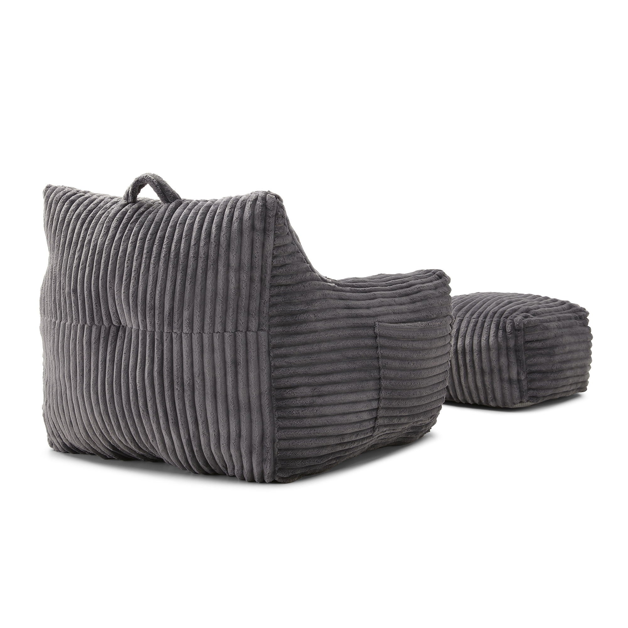 Giant Plush Bean Bag Chair With Armrests And Footstool