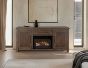 International Furniture Direct Novus Lodge - 70" Electric Fireplace - Dark Brown | Meri Furniture