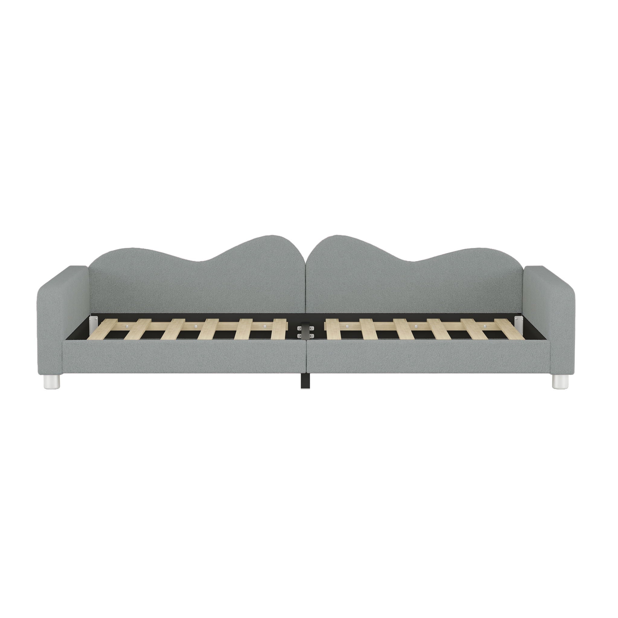 Upholstered Daybed, Sherpa Fabric Sofabed With Cloud-Shaped Backrest