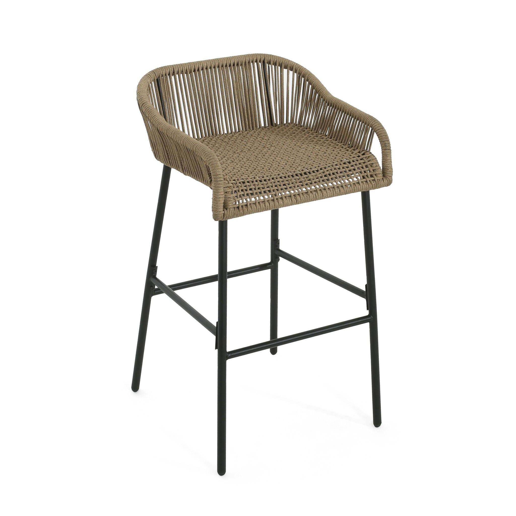 La Push - Outdoor Rope Barstool (Set of 2) - Black / Brown
