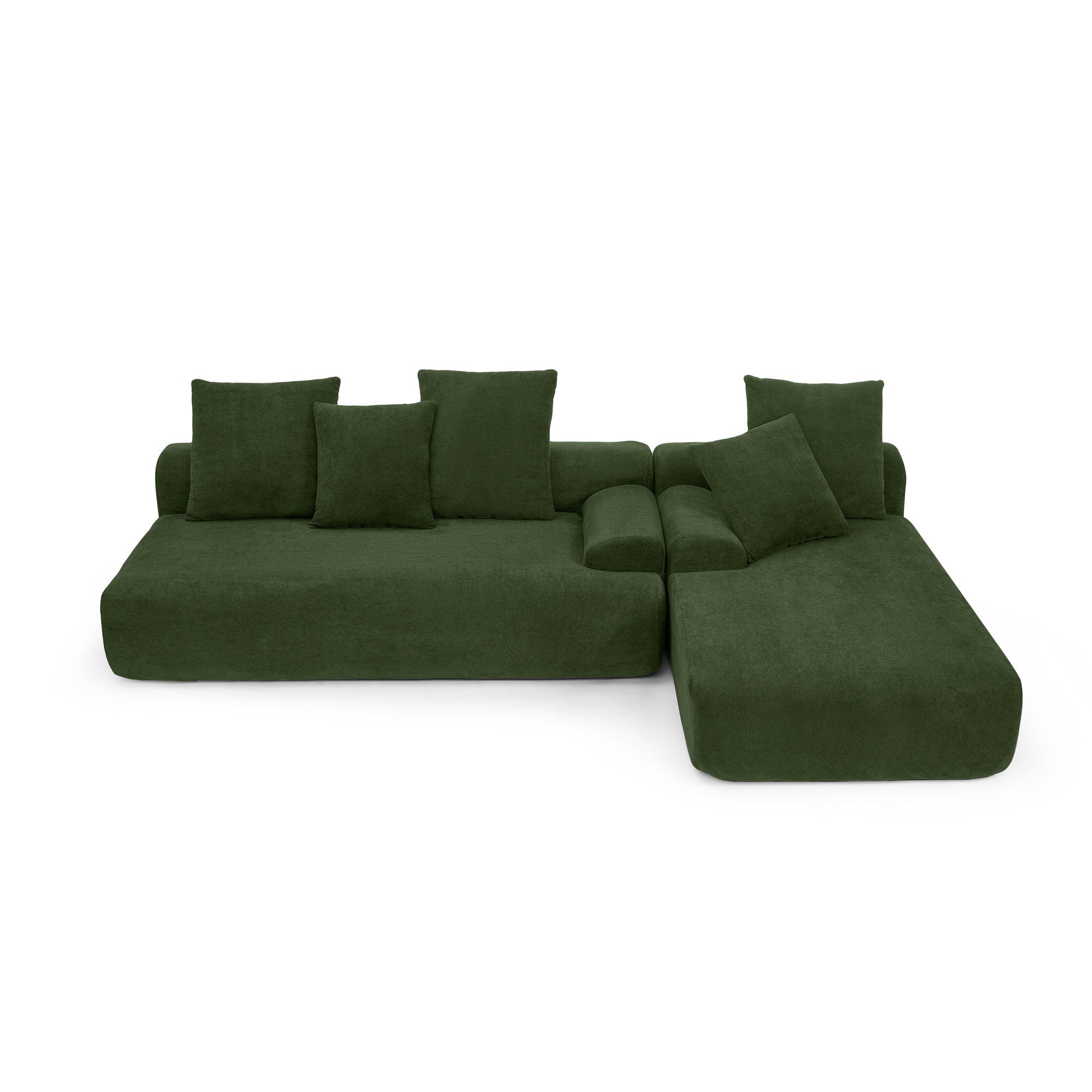 L-Shape Sectional Sofa, Modular Compressed Couch For Living Room Bedroom, 4 Seater - Green