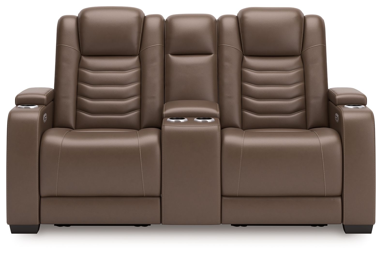 Signature Design by Ashley® High Impact - Tobacco - Power Reclining Loveseat With Console / Adj Hdrst | Meri Furniture