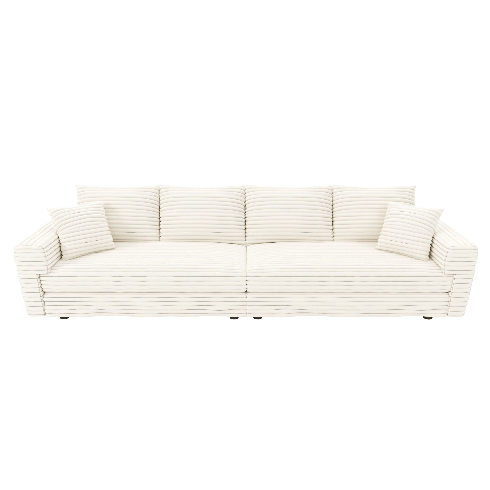 Plush Corduroy 4 Seat Sofa, Modern Comfy Upholstered Sofa Cloud Couch, Deep Seat Couches With Soft Pillows