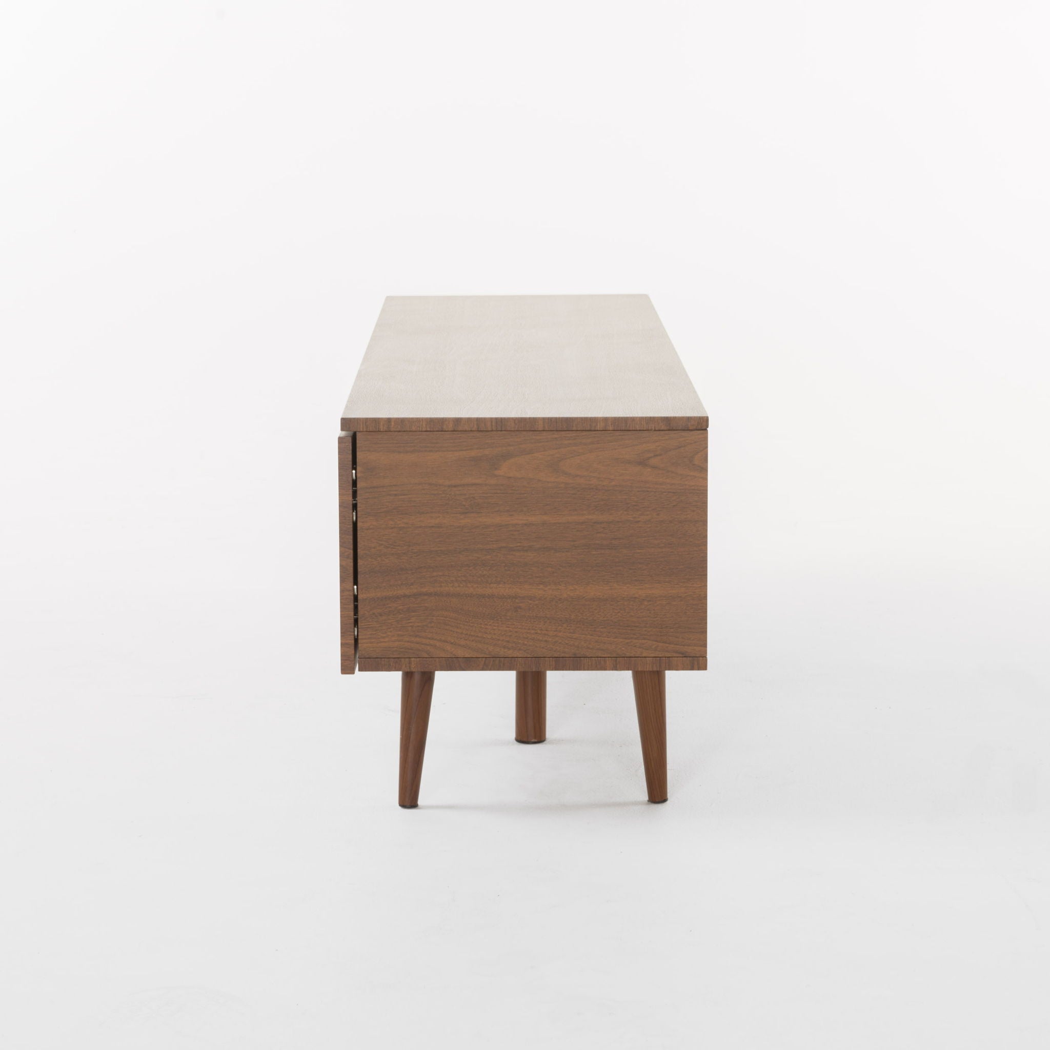 Modern TV Stand With Storage, Tempered Glass Shelf - Walnut