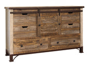 International Furniture Direct Antique - Dresser With 6 Drawer / 1 Door - Multicolor | Meri Furniture