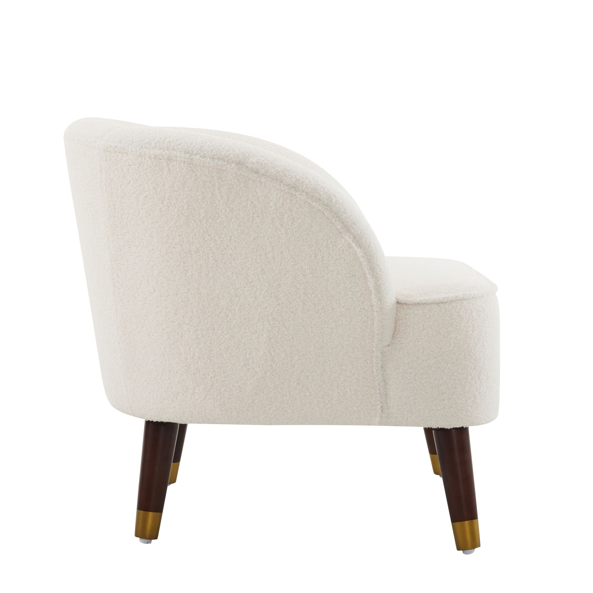 Elegant Upholstered Barrel Accent Chair With Wooden Legs