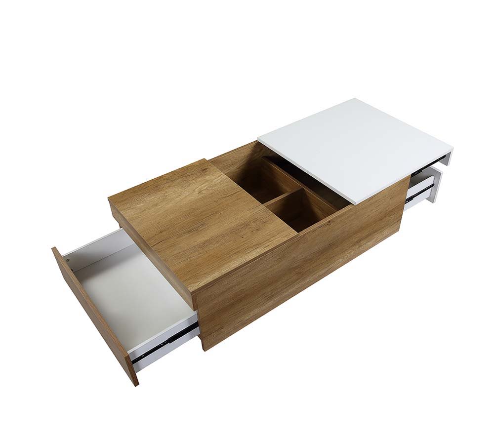 ACME Aafje - Coffee Table - Oak & White Finish | Meri Furniture