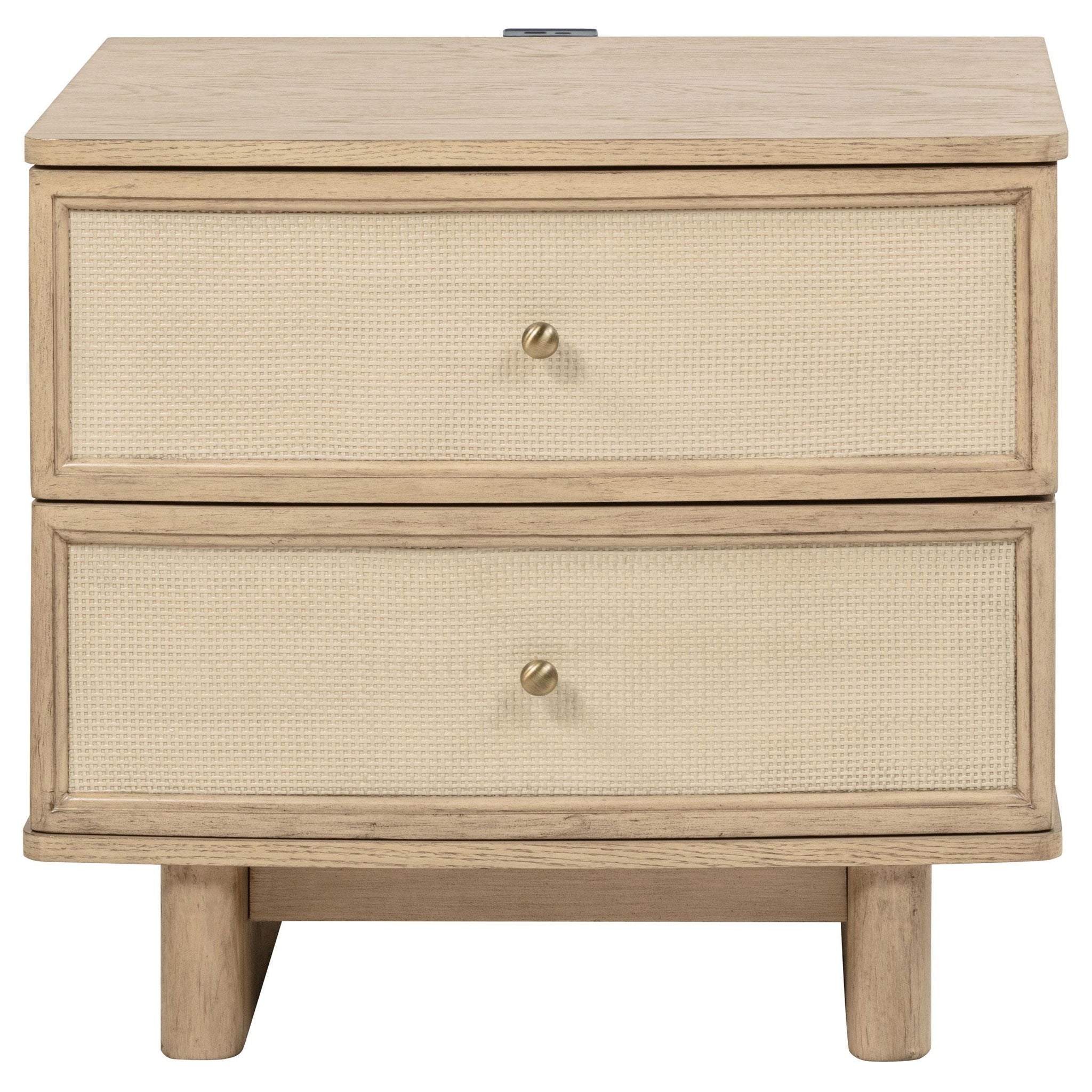 Kailani 2-drawer Nightstand Bedside Table Beige Oak