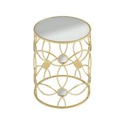 Modern Side Table With Mirror Top And Metal Frame - Gold / Clear