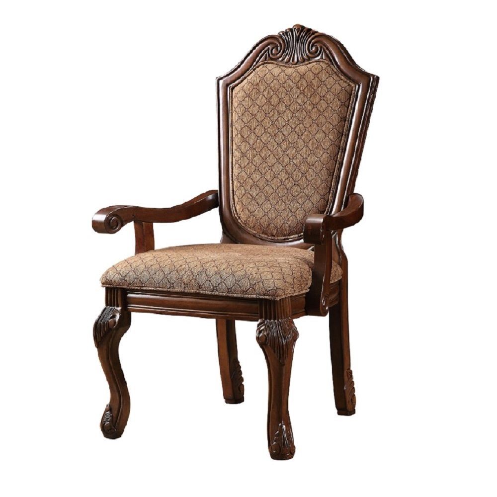 ACME Chateau De Ville - Chair (Set of 2) - Fabric & Cherry | Meri Furniture