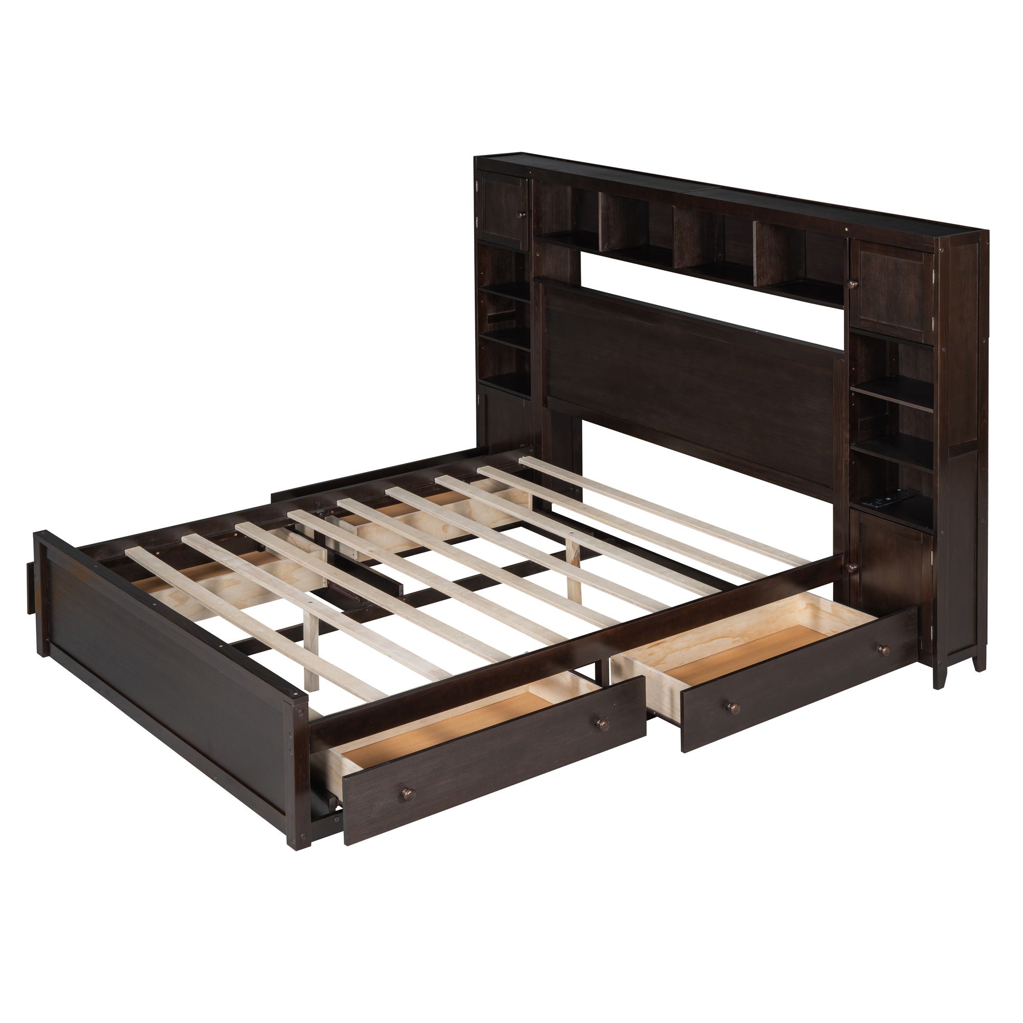 Bed With All In One Cabinet, Shelf And Sockets