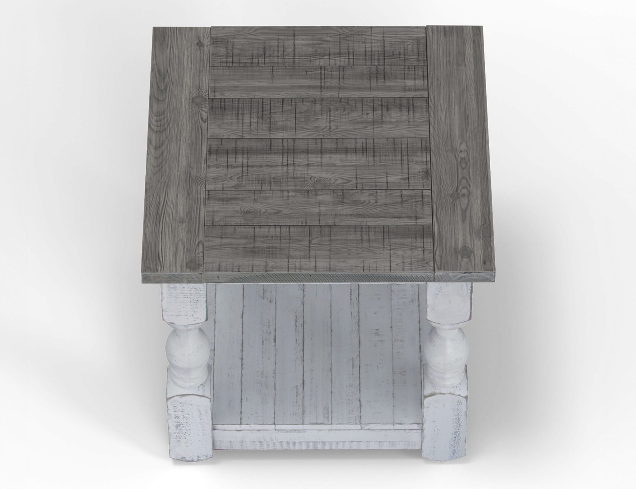 Stone - End Table - Antiqued Ivory / Weathered Gray