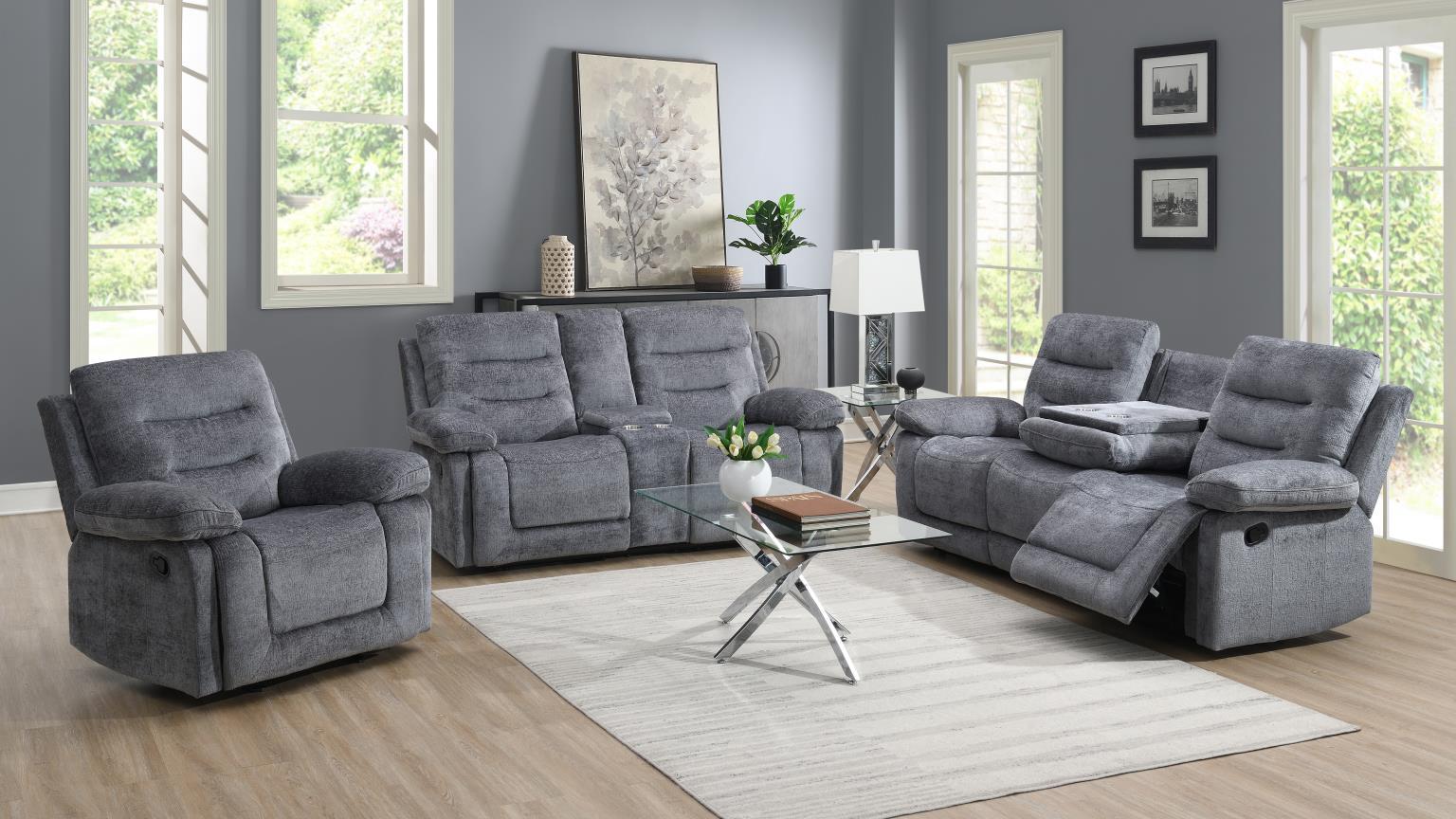 U152 - Motion Sofa With Drop Down - Gray