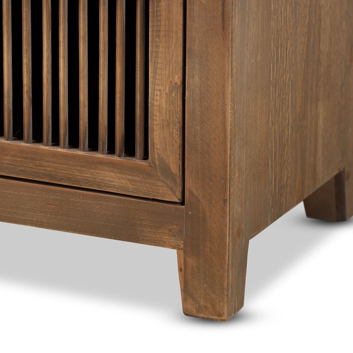 Clement Rustic Transitional Medium Oak Finished 2-Drawer Wood Spindle End Table