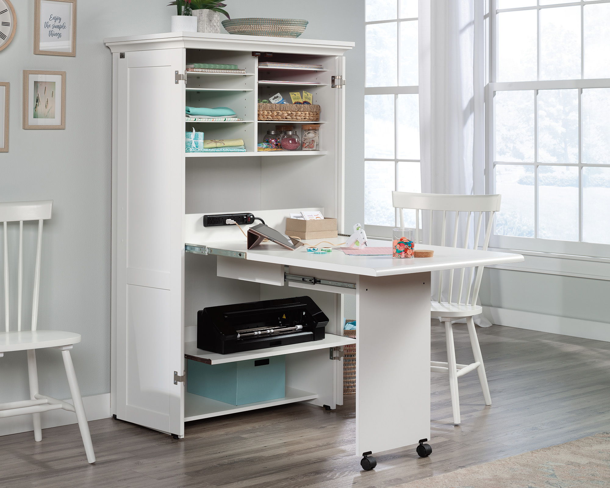 Craft & Sewing Armoire in Soft White