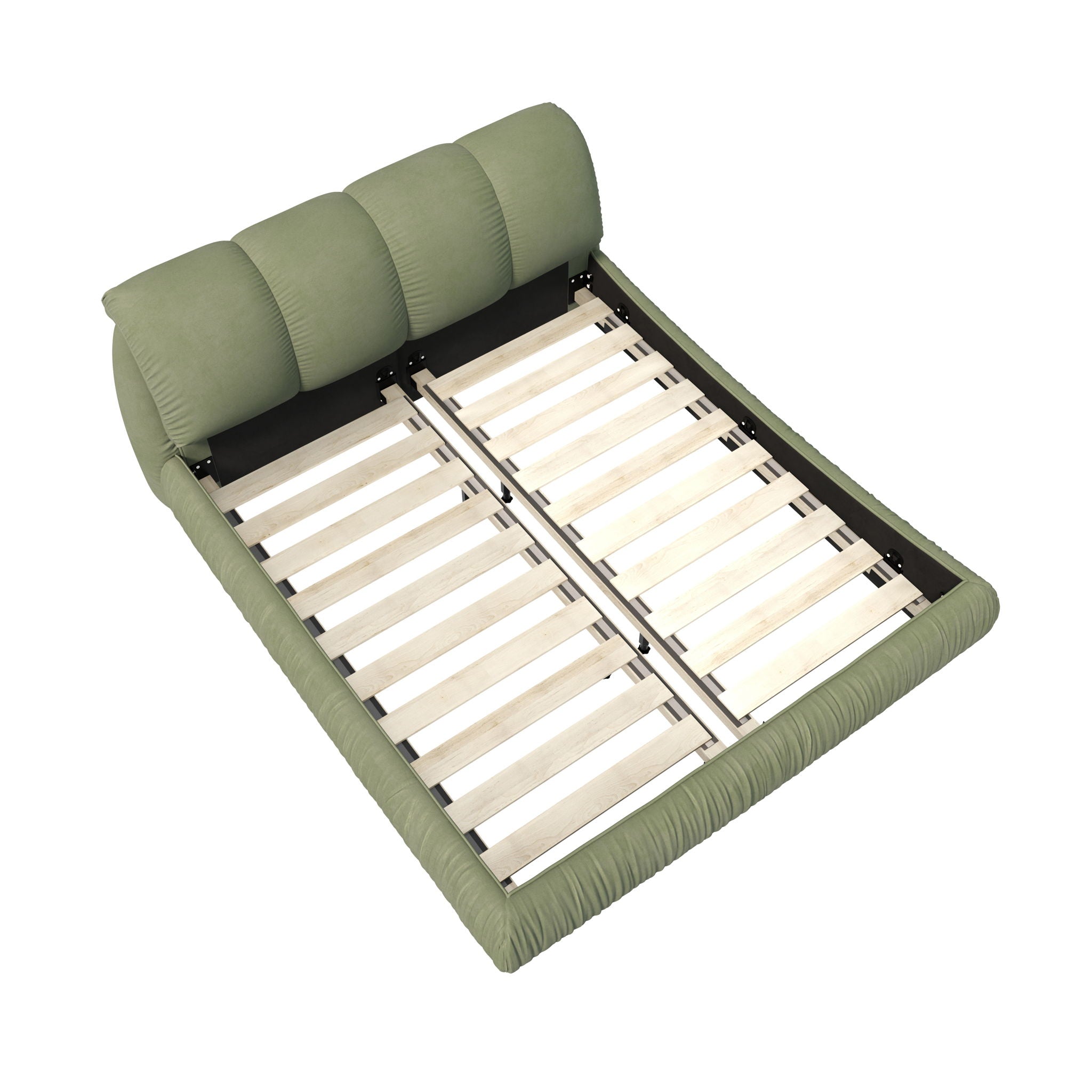 Luxury Upholstered Platform Bed With Oversized Padded Backrest And Solid Wood Frame