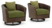 Signature Design by Ashley® Horizon Hall - Brown / Green - Swivel Lounge With Cushion | Meri Furniture