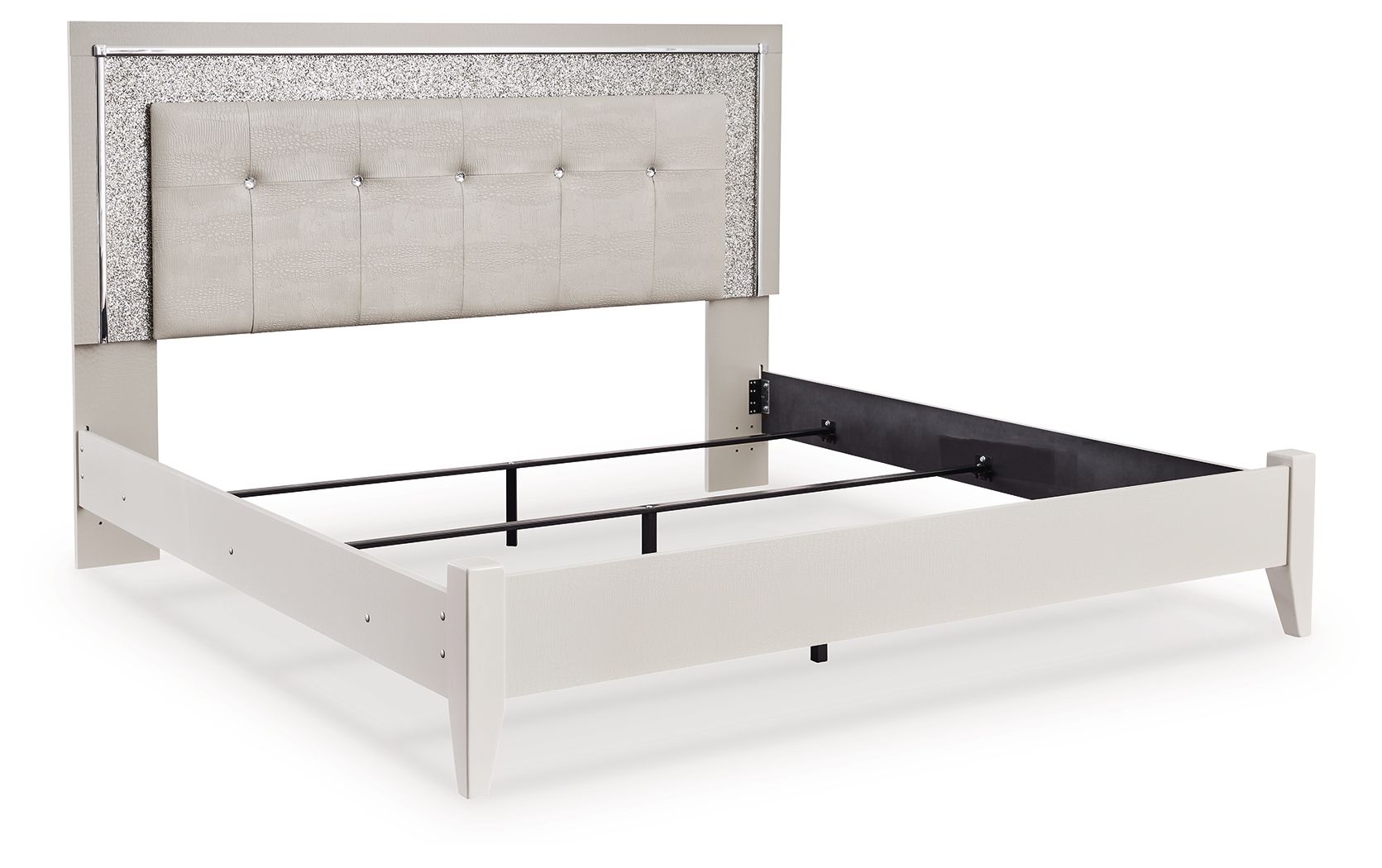 Signature Design by Ashley® Zyniden - Silver - King Upholstered Panel Bed | Meri Furniture