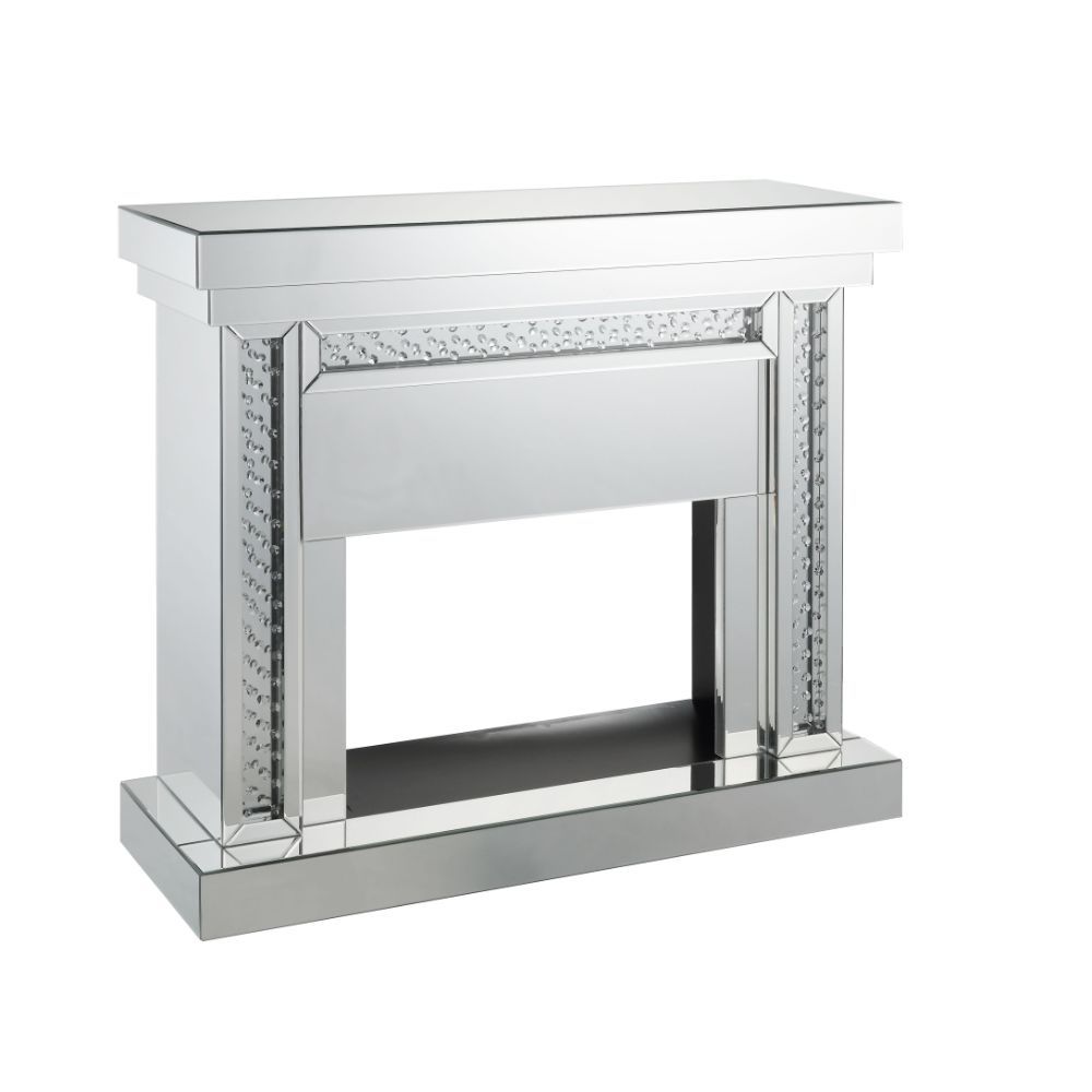 ACME Nysa - Fireplace - Mirrored & Faux Crystals - 42" | Meri Furniture