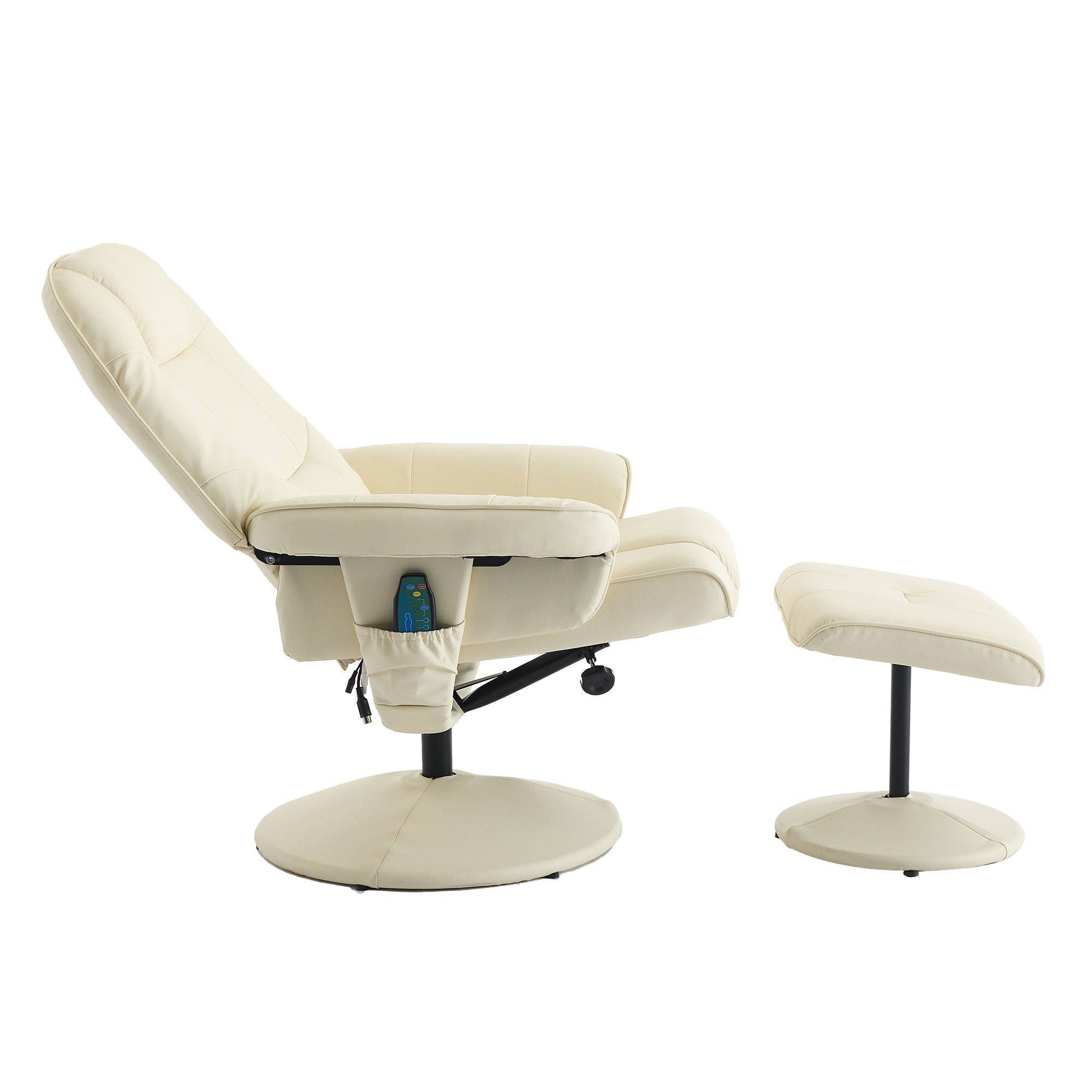 360° Swivel Reclining Chair With Wrapped Base, 5 Point Vibration Massage