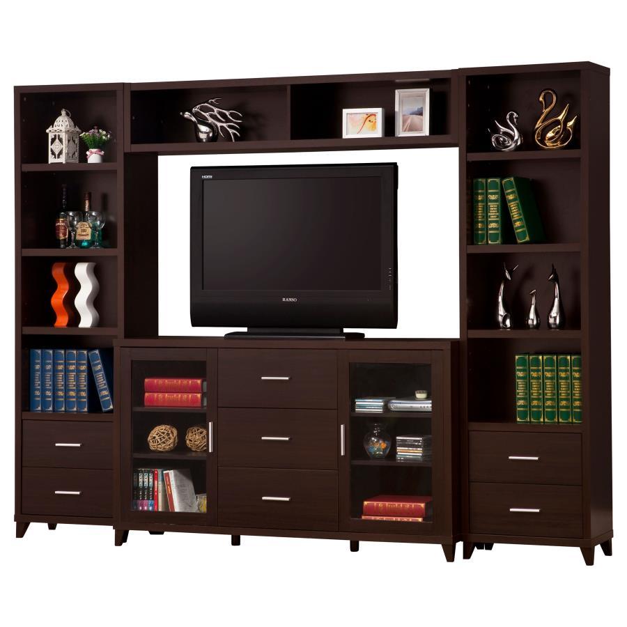 Coaster Fine Furniture Lewes - 4 Piece TV Entertainment Center - Cappuccino | Meri Furniture