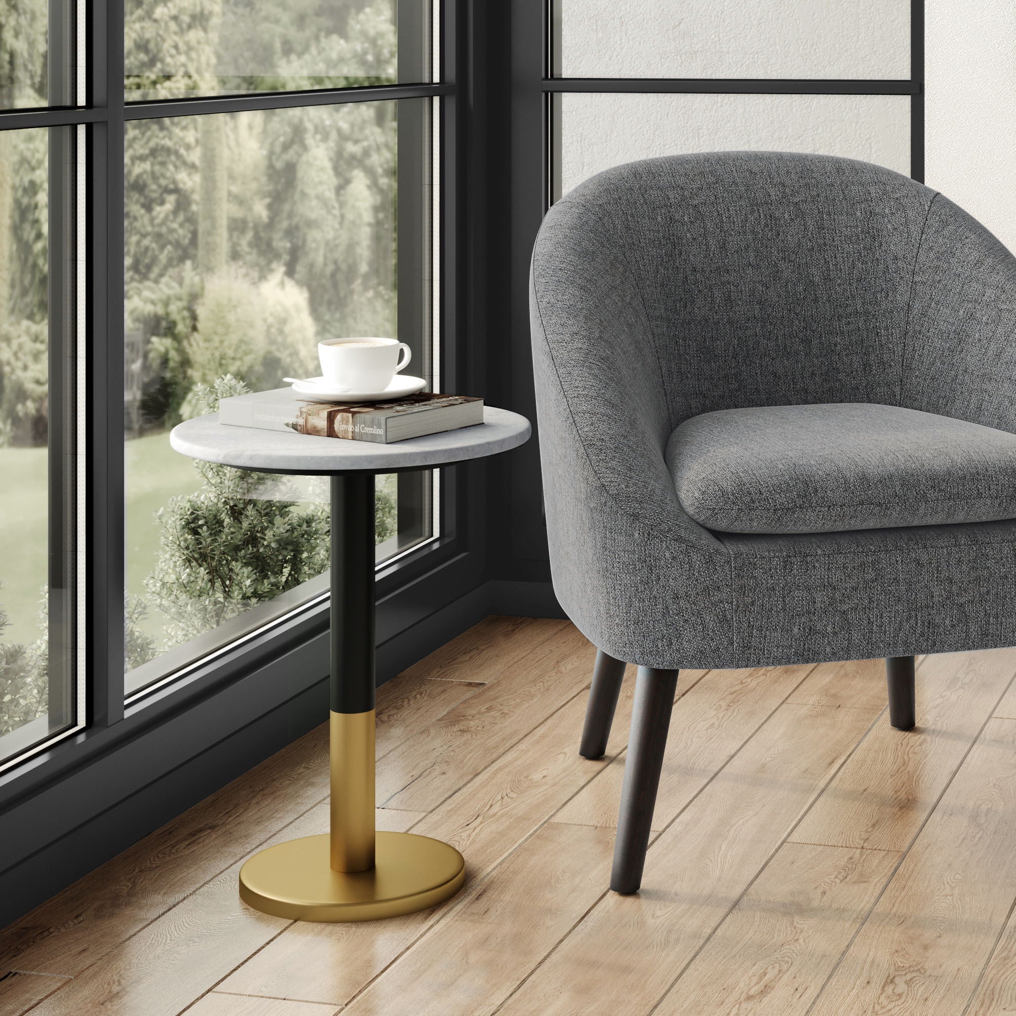 Evans - Marble Side Table - White