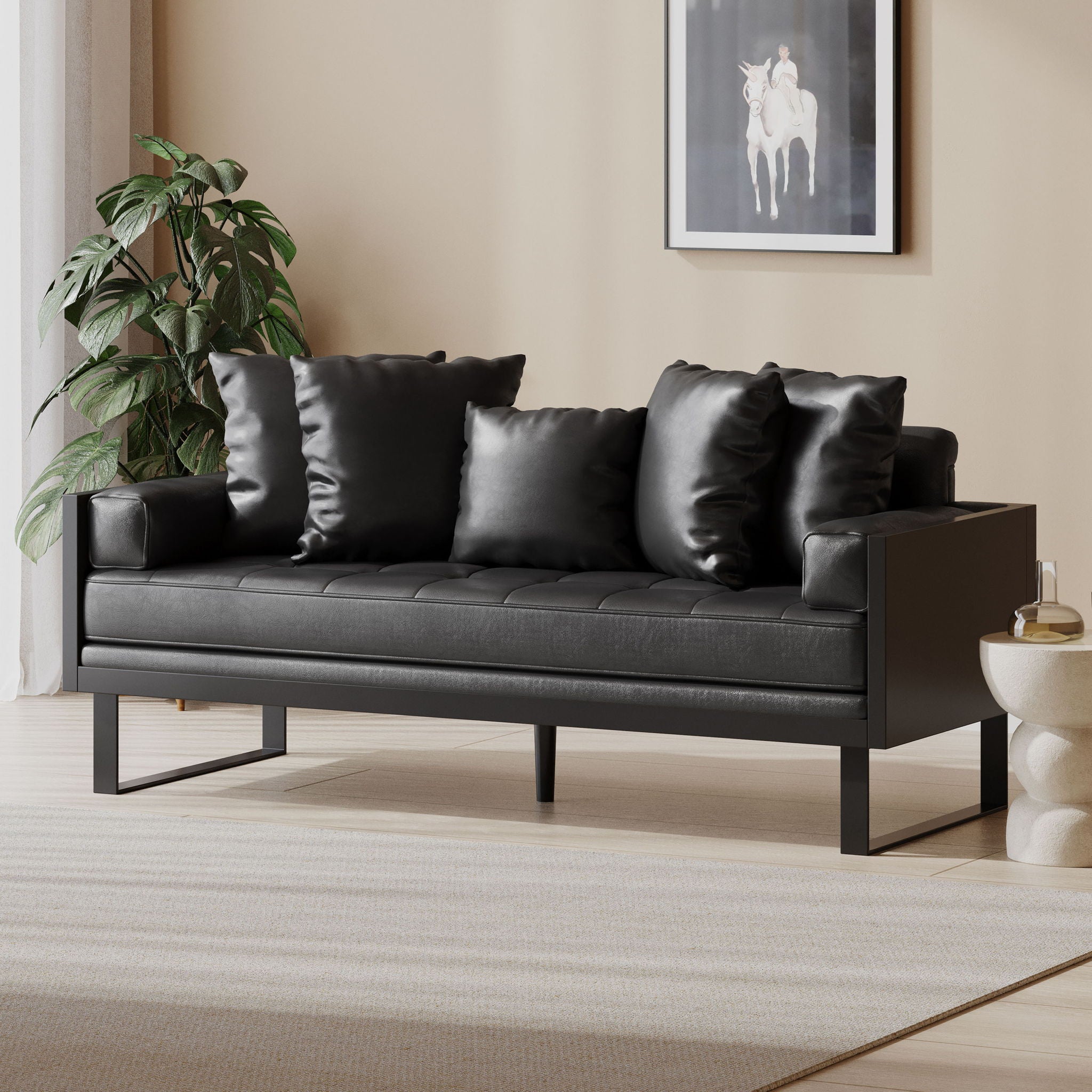 Contemporary Oversized Loveseat With Accent Pillow