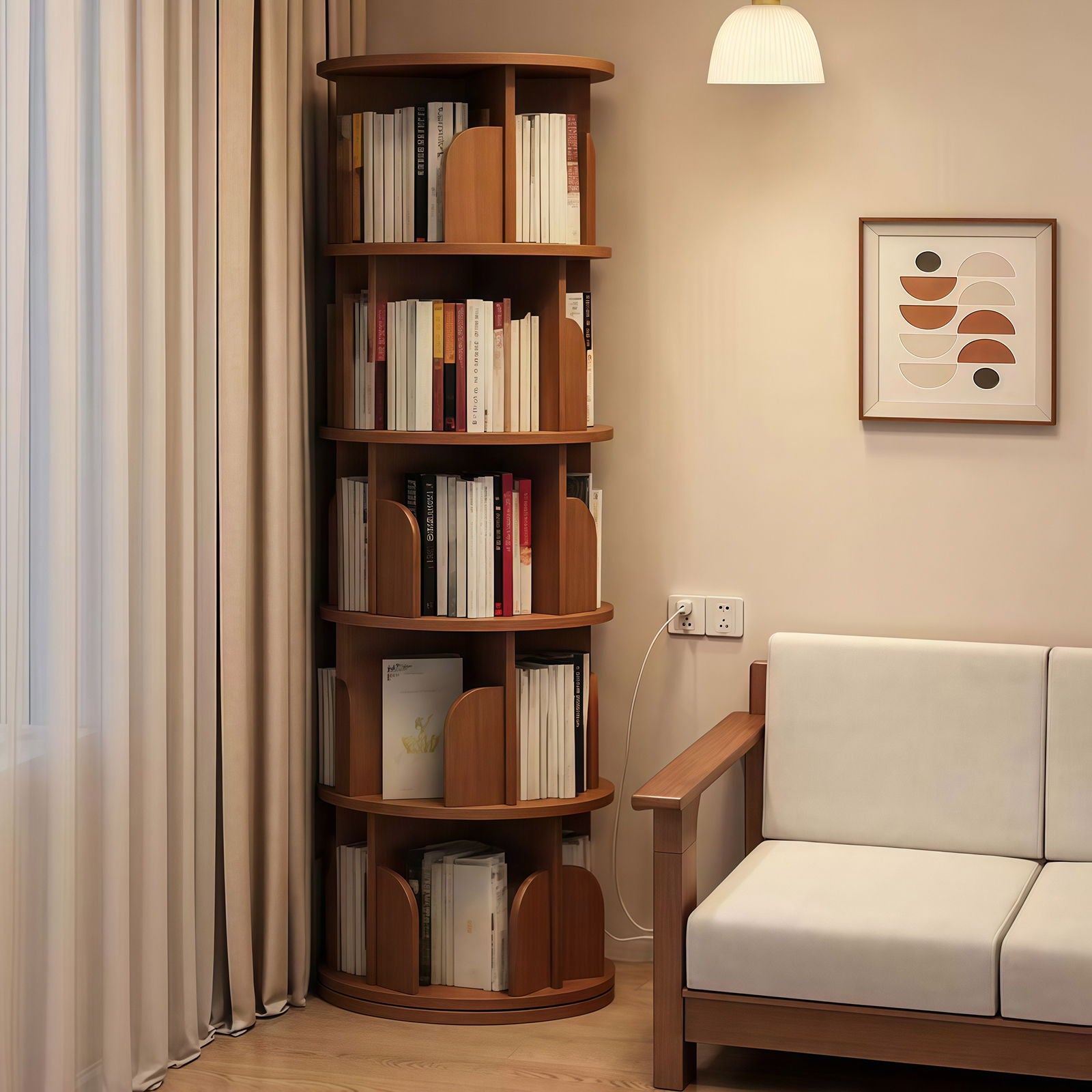 5 Tier Rotating Bookshelf, Spinning Design