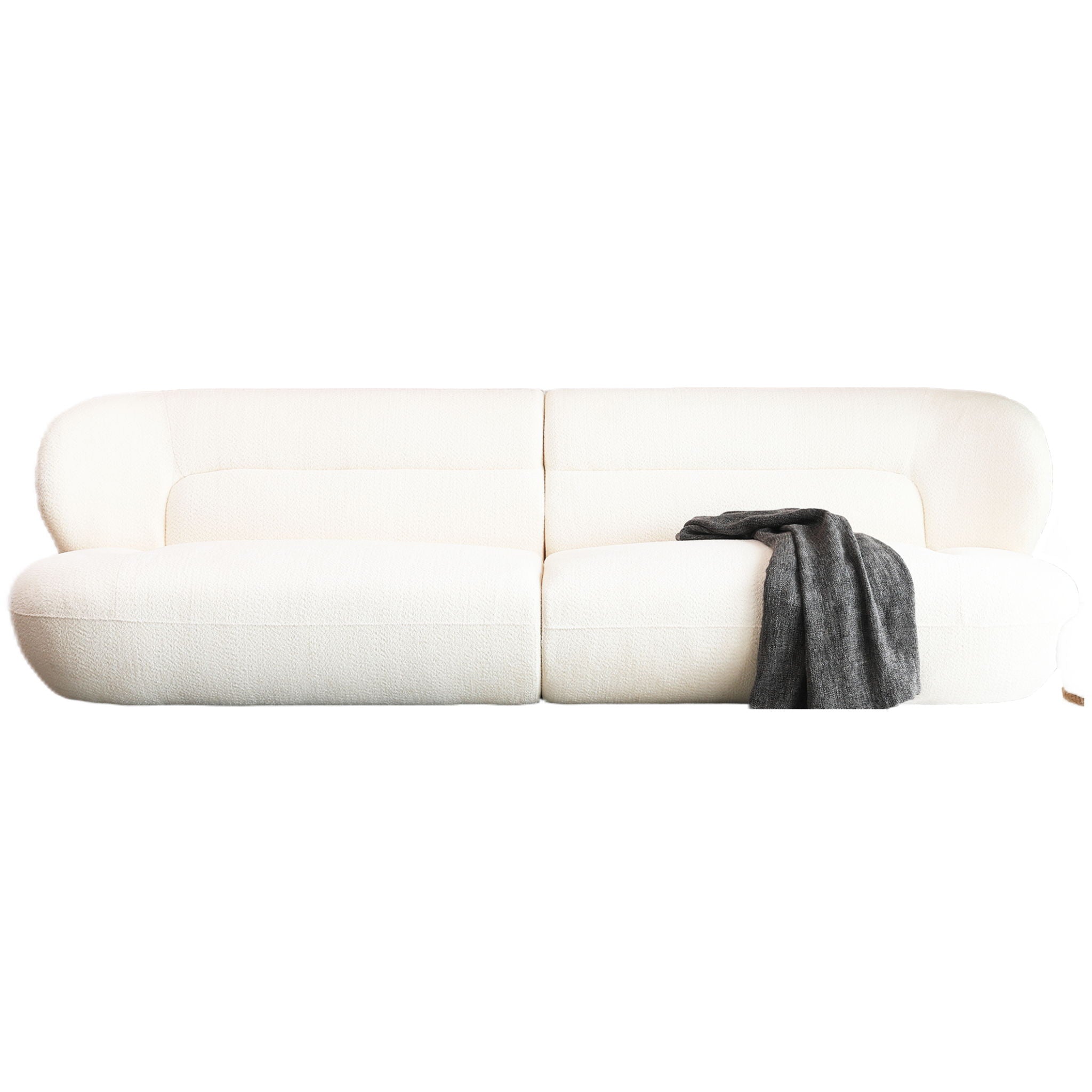 Modern Fashion Yp40116W Circular Curve Design Sofa, 4 Seater For Office & Bedroom - White