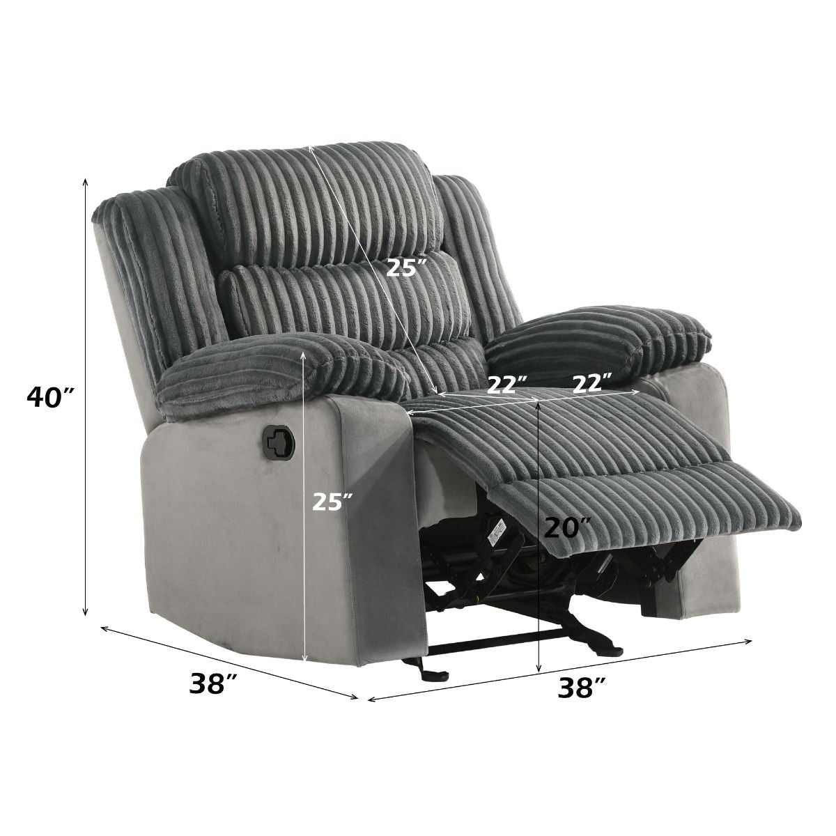 Lesley - Motion Glider Recliner - Gray Corduroy & Velvet