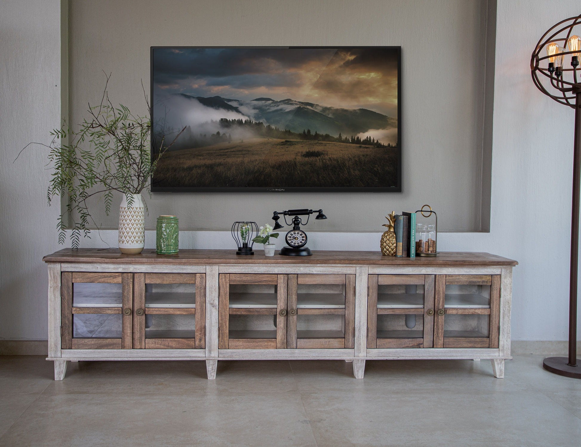 International Furniture Direct Sahara - TV Stand - Light Cream / Brown Caramel | Meri Furniture