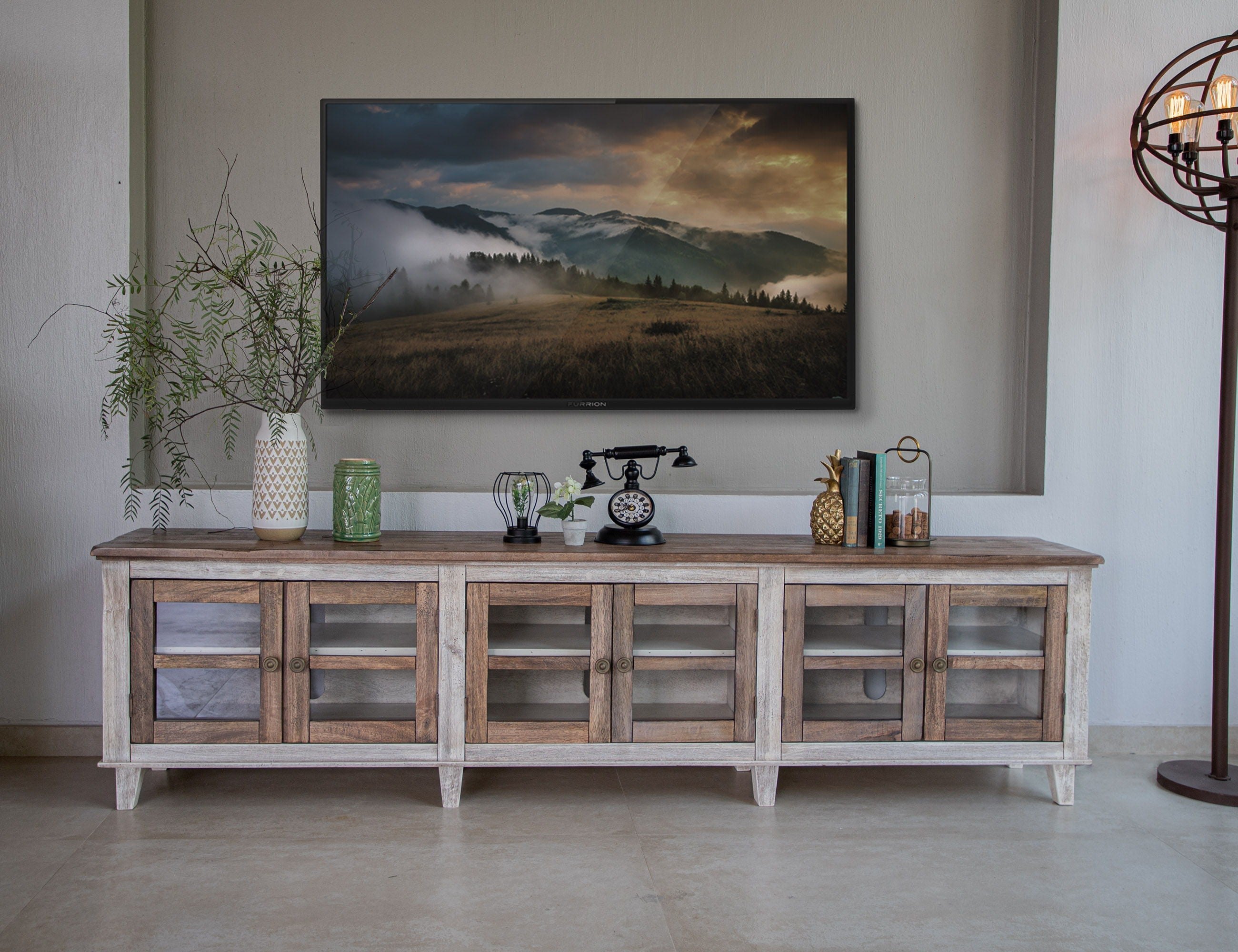International Furniture Direct Sahara - TV Stand - Light Cream / Brown Caramel | Meri Furniture