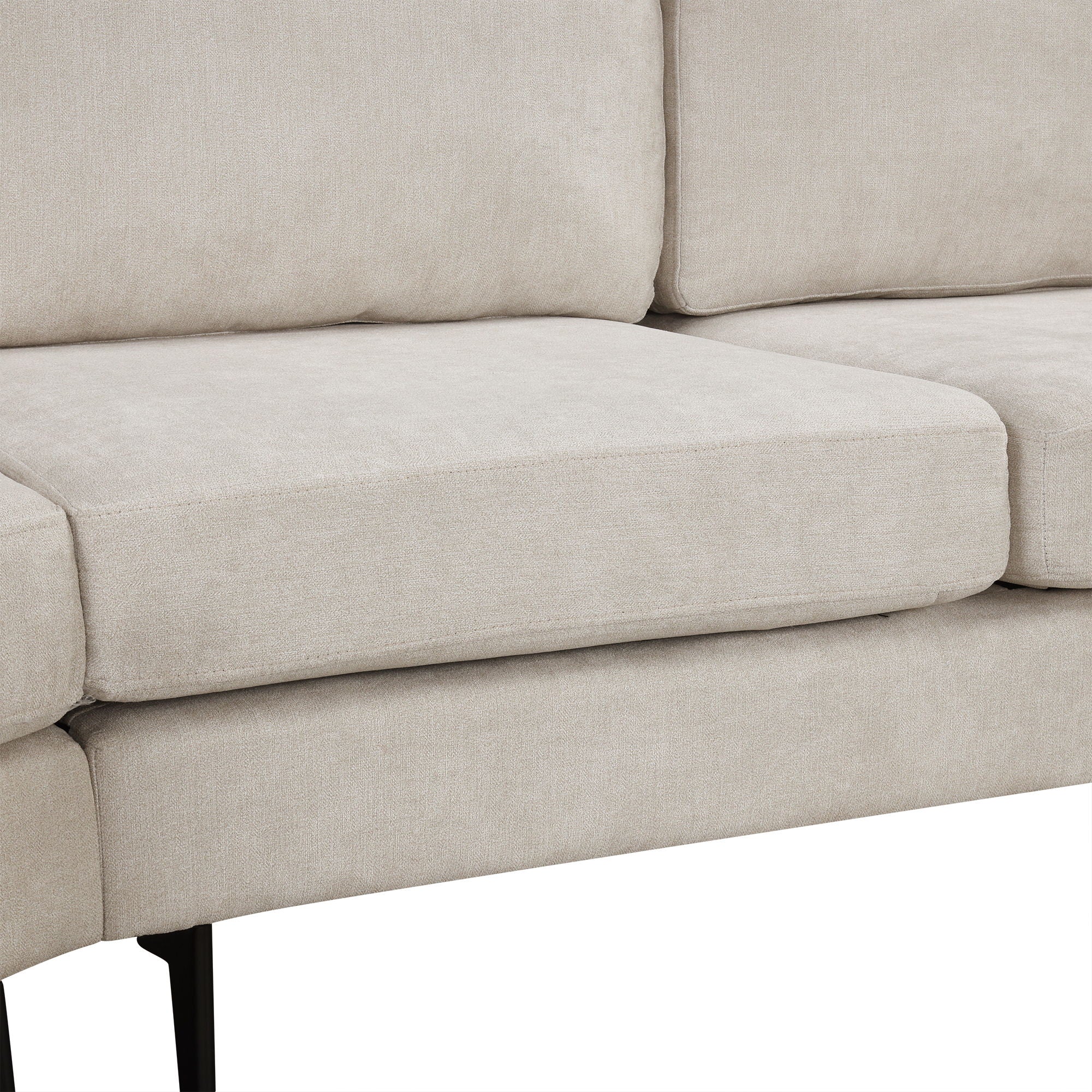 Upholstered 3 Seater Curved Sofa With Printed Pillows Chenille