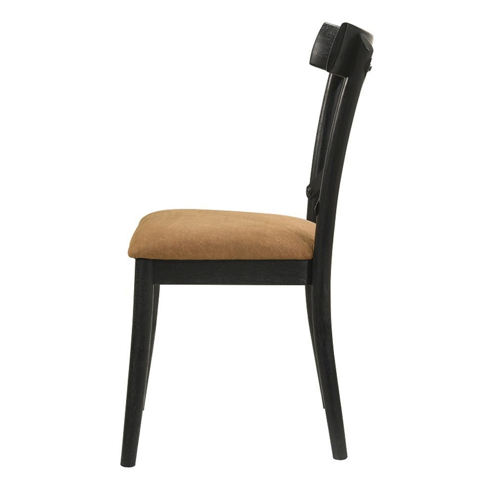 ACME Hillary - Side Chair (Set of 2) - Walnut & Black | Meri Furniture