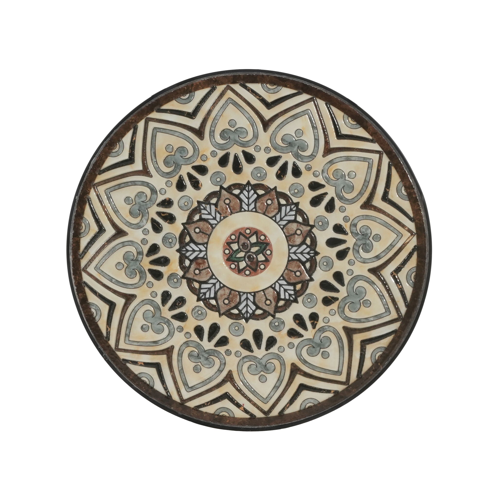 Ceramic Tile And Iron Patio Side Table With Shelf